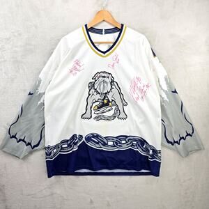 Vintage Bauer Long Beach Ice Dogs Minor League Hockey Jersey Large Autographed